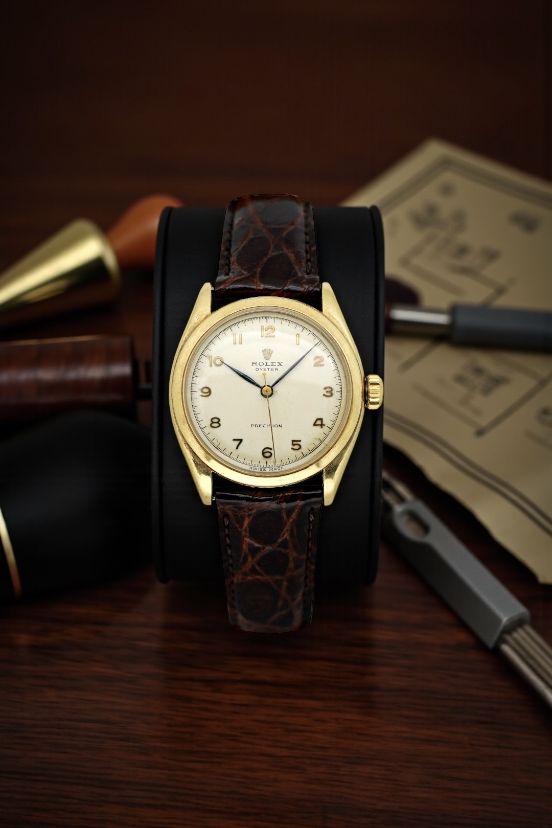 ROLEX ロレックス PRECISION プレシジョン オパーリン文字盤 イエローゴールド 手巻き 6022