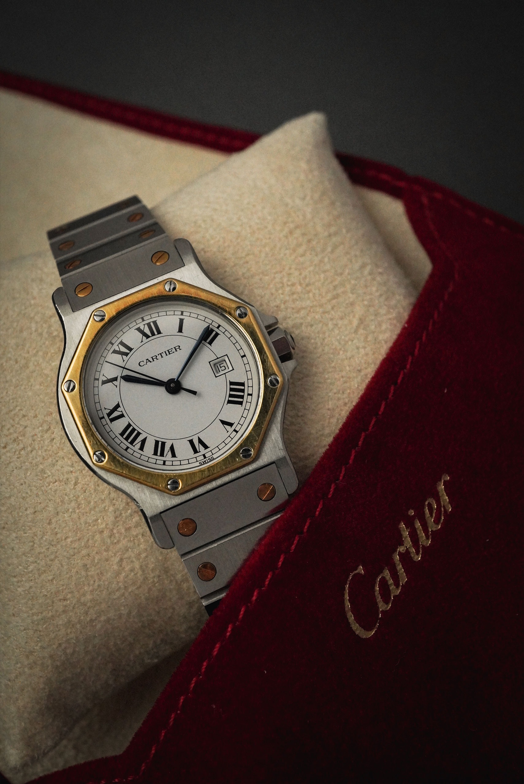 【中古品】 Cartier カルティエ サントス オクタゴン LM ホワイト文字盤 1037288