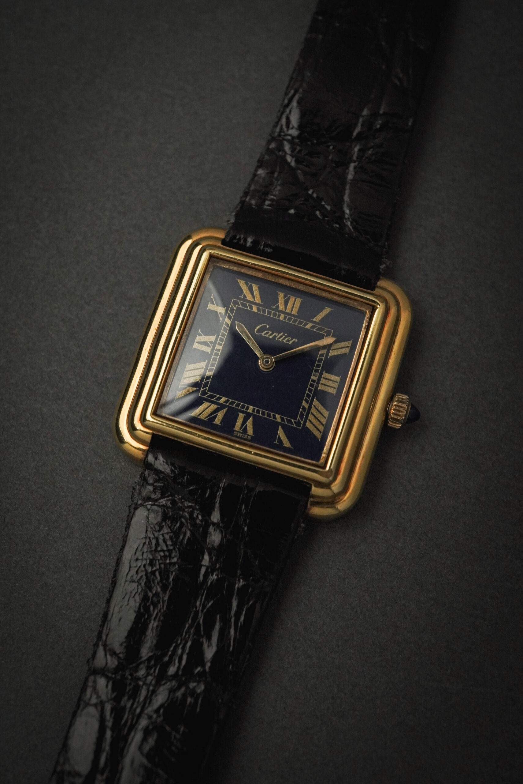 【Vintage】 Cartier カルティエ プレマスト ステップドスクエアSM ネイビーブルー文字盤