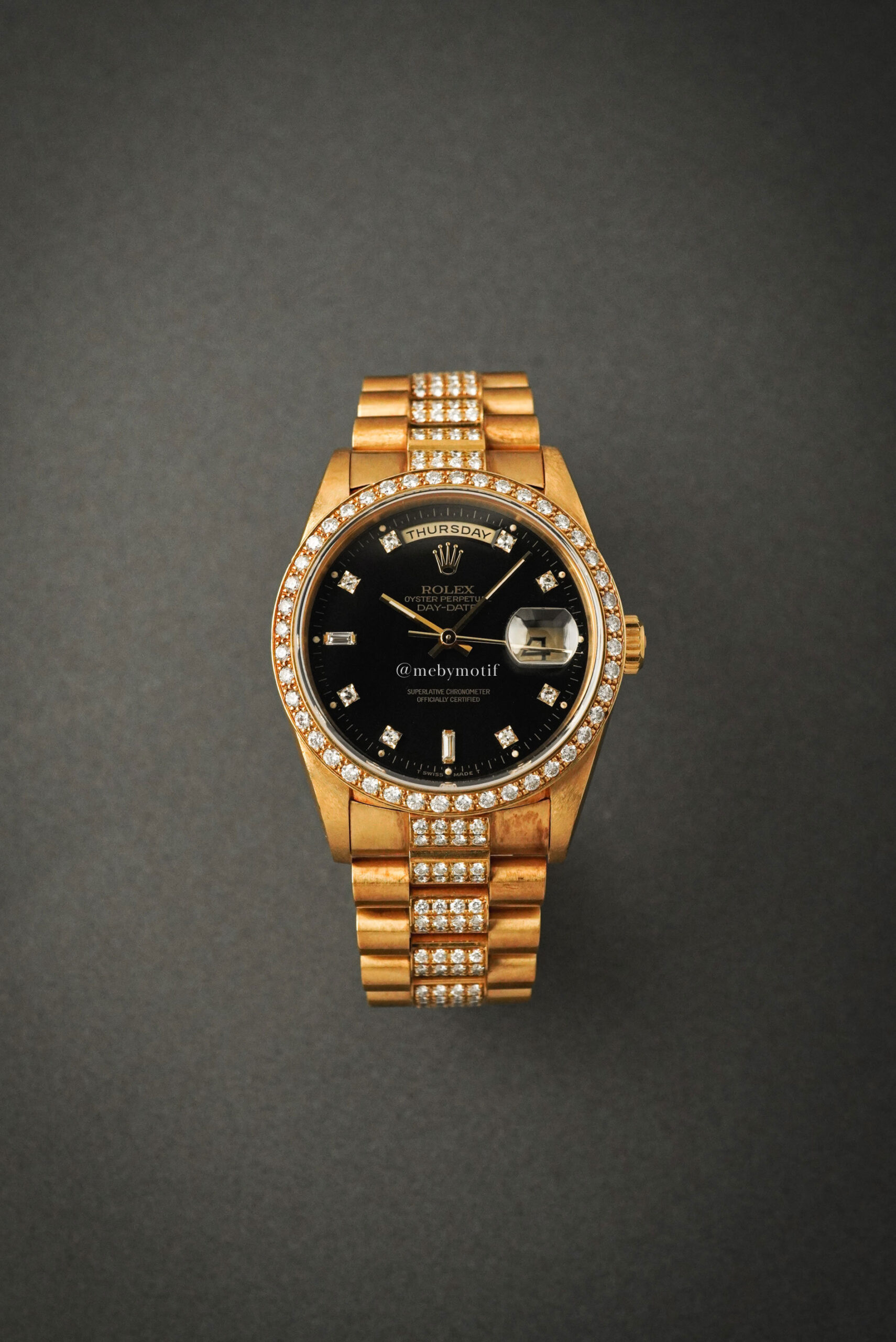 【Vintage】 ROLEX ロレックス デイデイト イエローゴールド ブラック文字盤 18348 純正ダイヤモンド