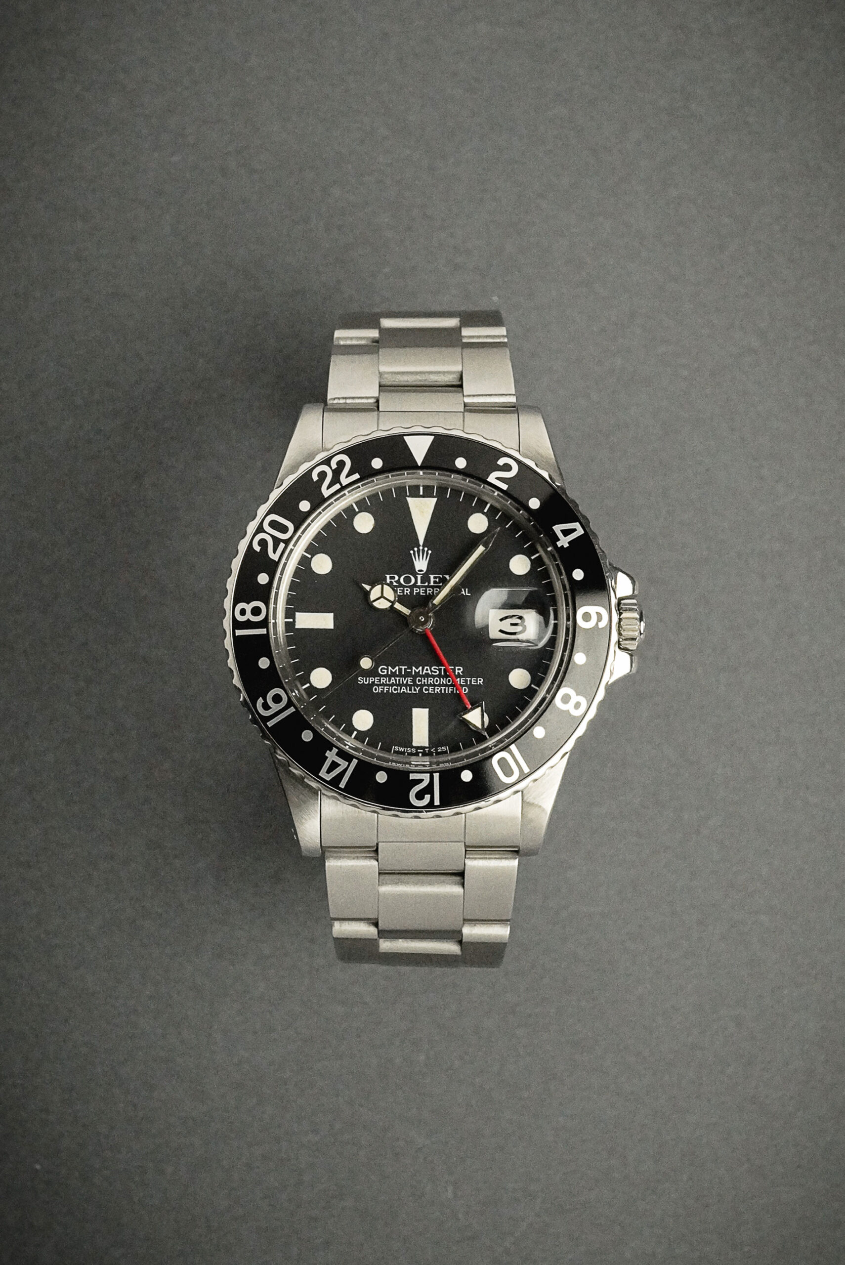 【Vintage】 ROLEX ロレックス GMTマスター 16750 フチ無しインデックス ブラック文字盤